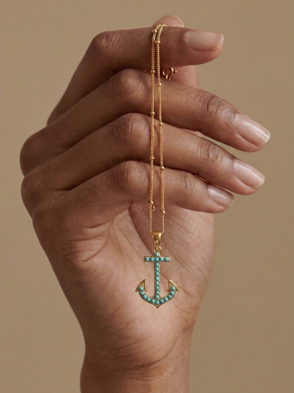 Long Nautical Anchor Charm Necklace &‎ Earring Set